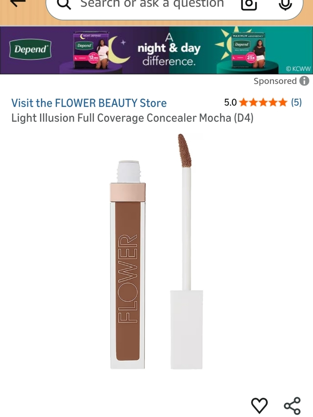 Flower Beauty Light Illusion Full Coverage Concealer - Mocha D4